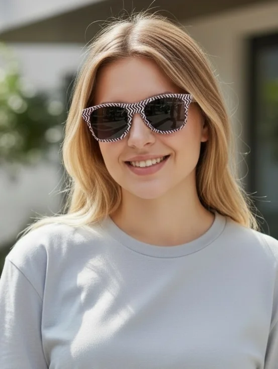 Black & White Zigzag Sunglasses — Women's Fashion Shades - Picture 1 of 4